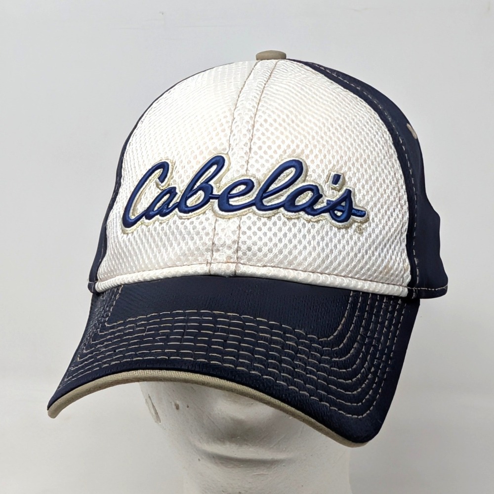Cabelas Hat The Game Navy Blue White Mesh Adjustable Baseball Cap Mens OSFM